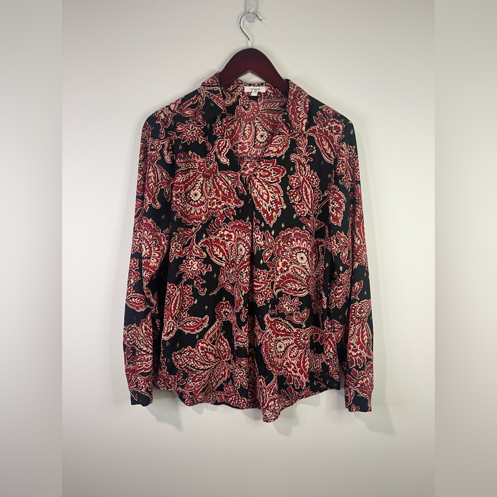 Maurices Red and‎ Black Paisley Blouse
